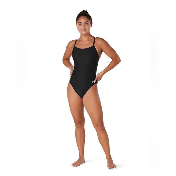 Speedo 2‎ Women's Solid Flyback One Piece Black NWT in packaging - Picture 4 of 7